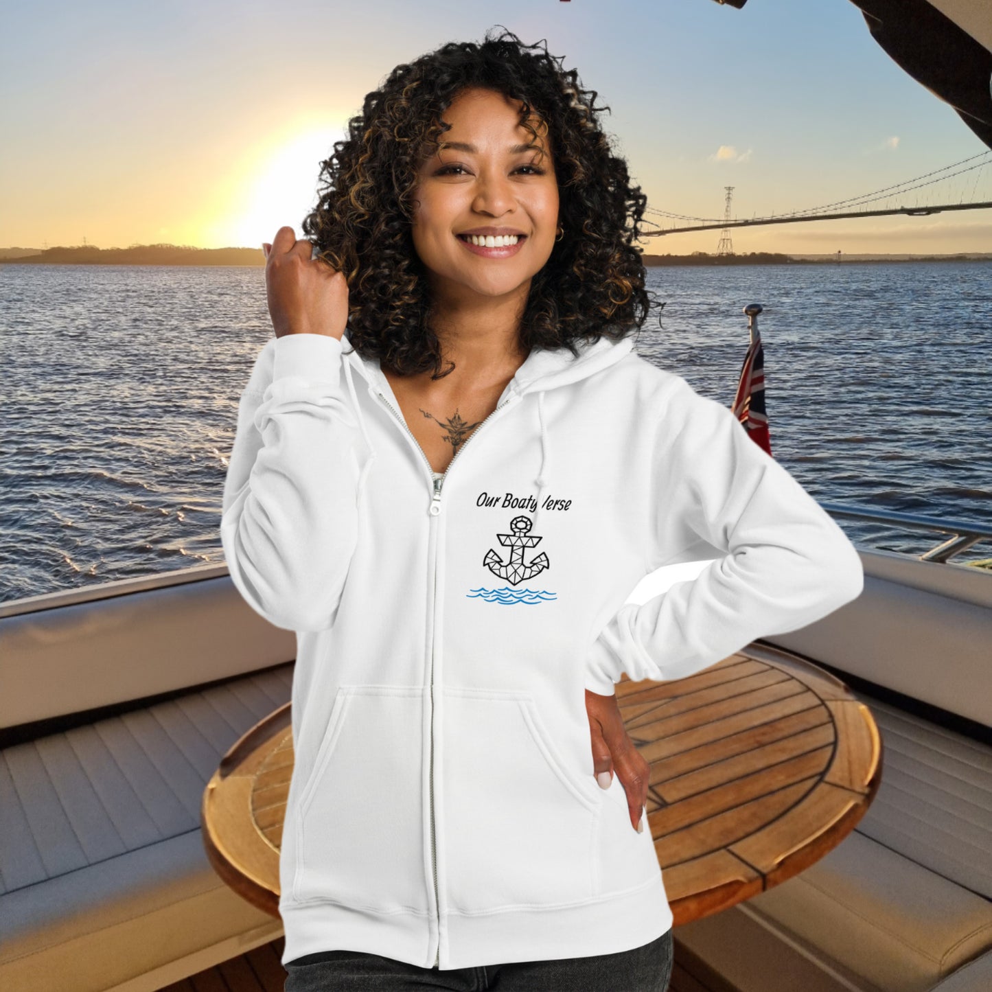 Mosaic Anchor heavy blend zip hoodie by OurBoatyVerse