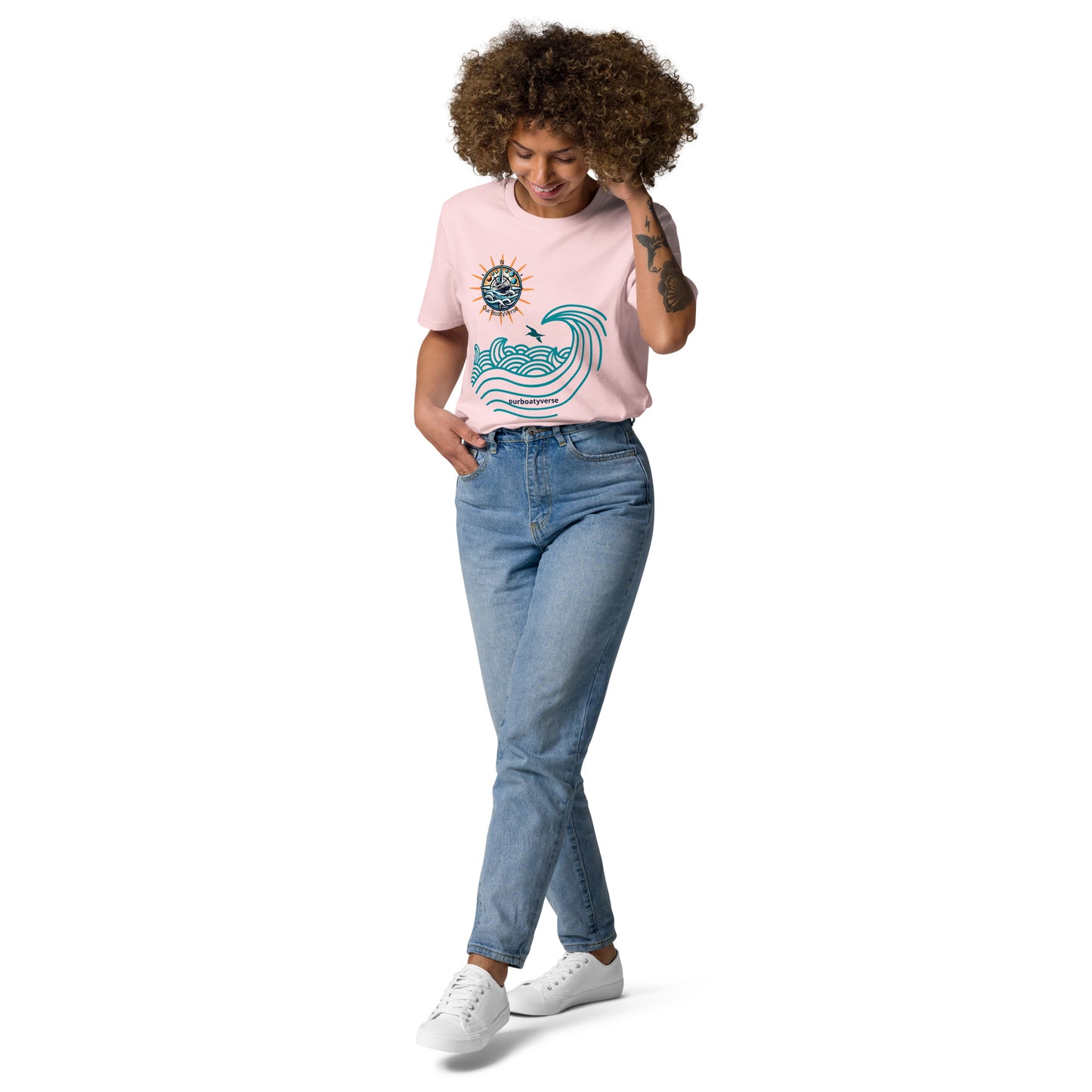 Women's Sun, Sea & Waves Organic Eco-Friendly Cotton T-shirt by Our BoatyVerse