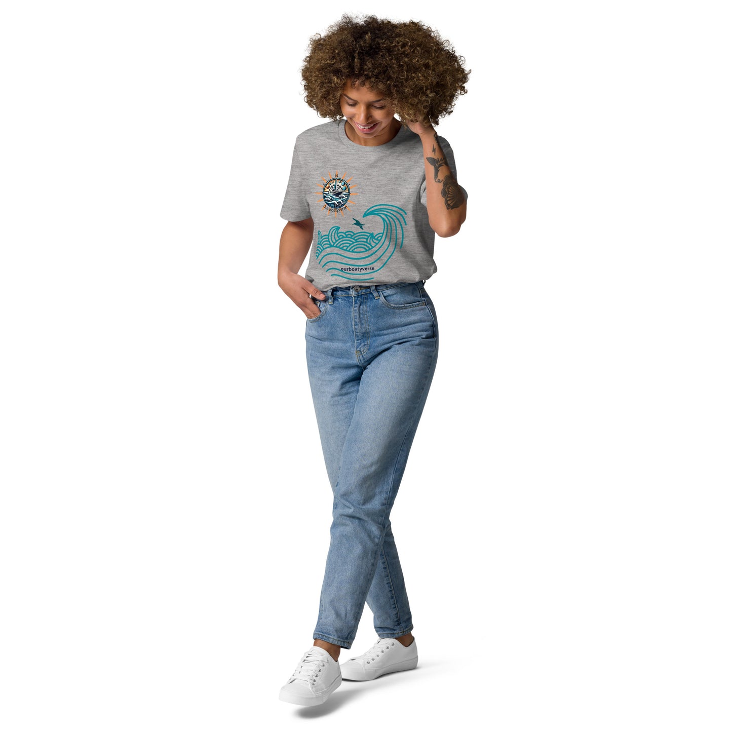 Women's Sun, Sea & Waves Organic Eco-Friendly Cotton T-shirt by Our BoatyVerse