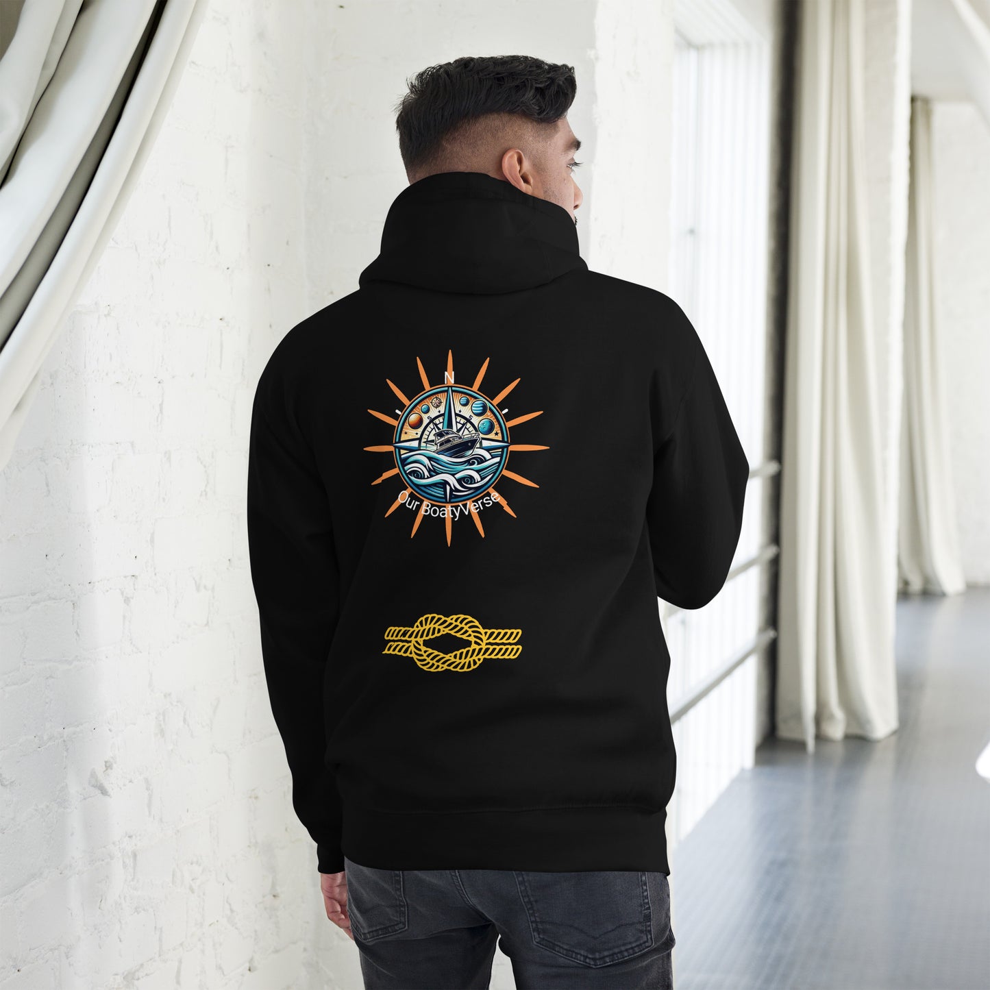 Mens Waves and Sunburst Hoodie by Our BoatyVerse