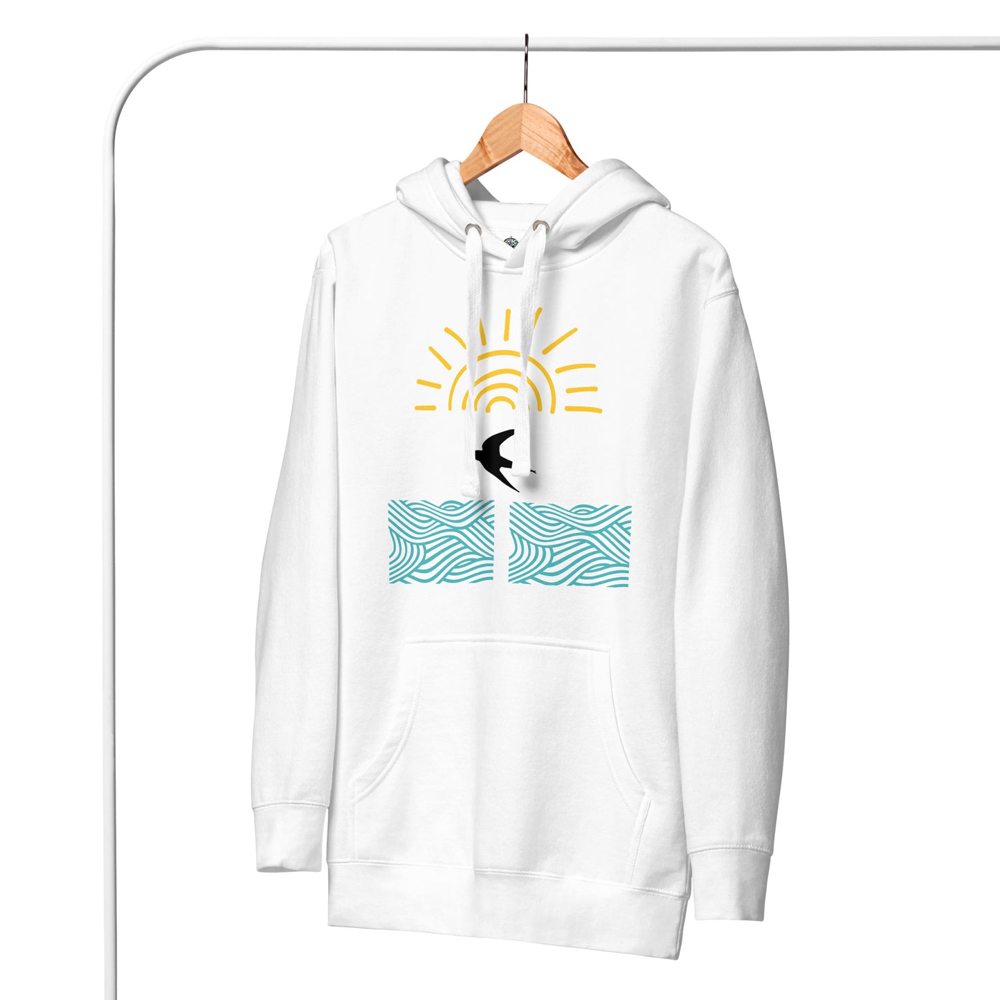 Bright Sunshine Hoodie, Fly over the Ocean by Our BoatyVerse