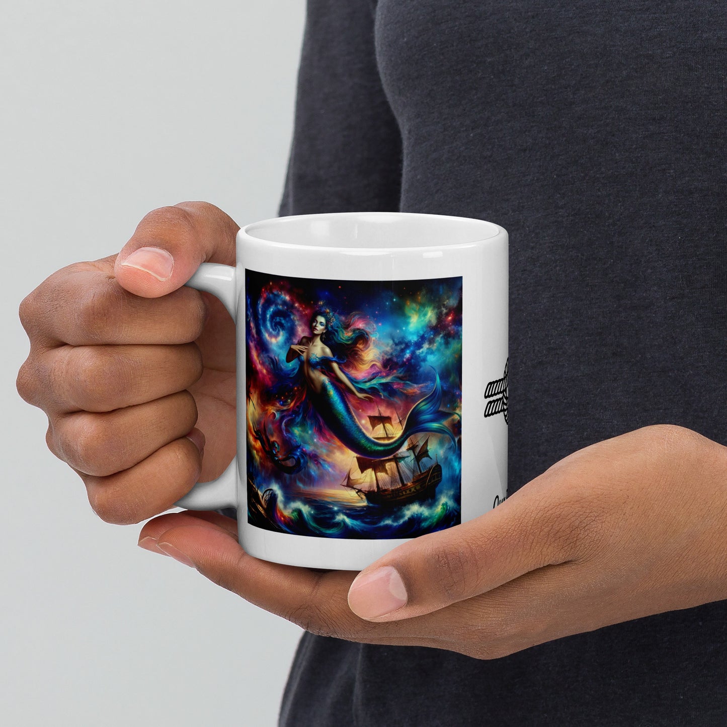 Mermaid of the Vortex White glossy mug by our BoatyVerse