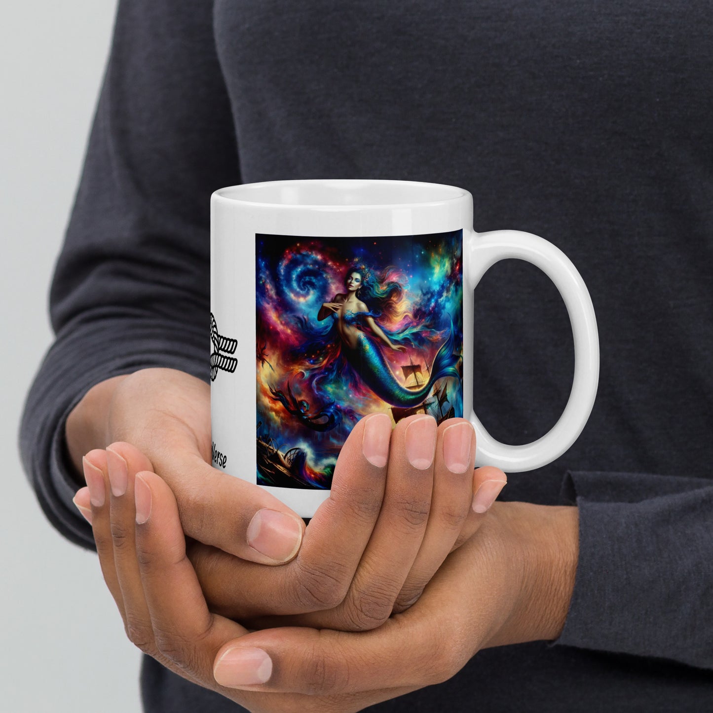 Mermaid of the Vortex White glossy mug by our BoatyVerse