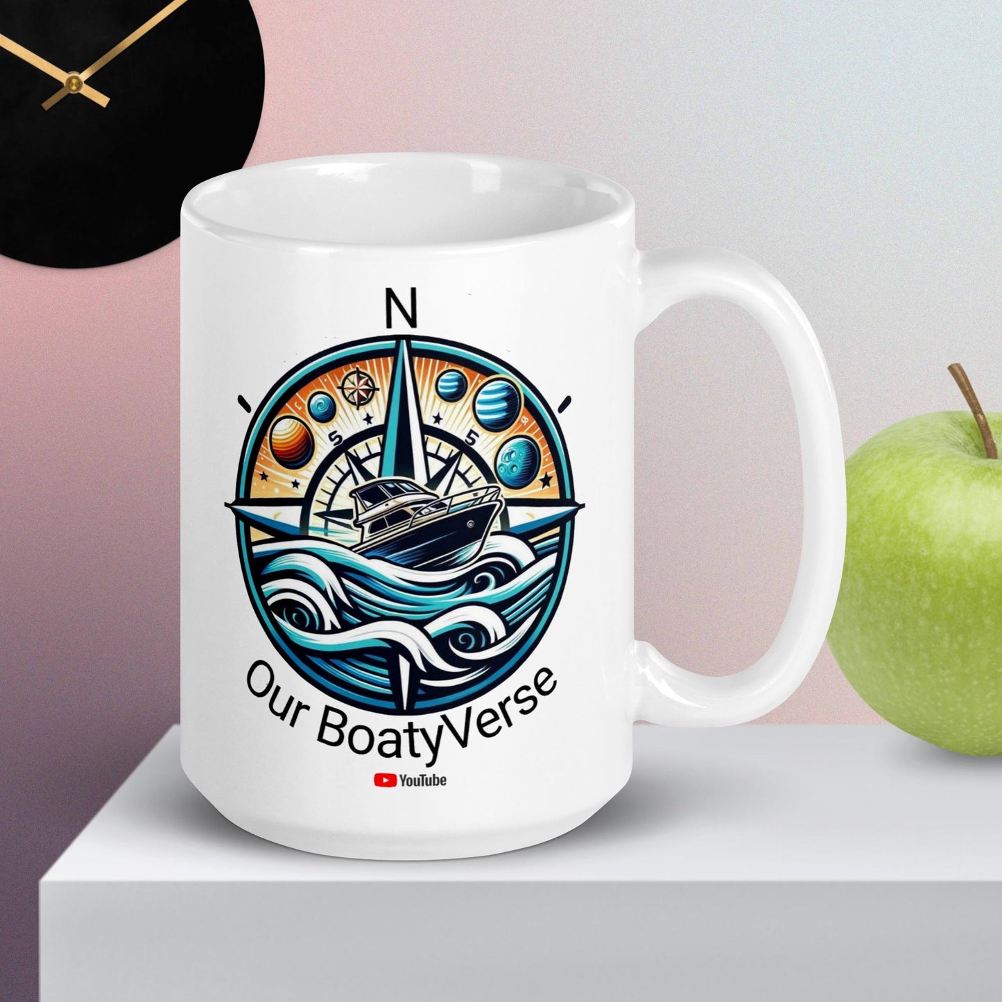 Our BoatyVerse White glossy mug
